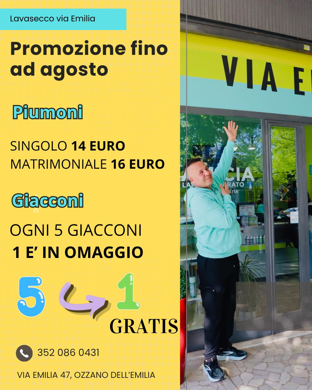 Area lavanderia con capi e strumenti di lavoro