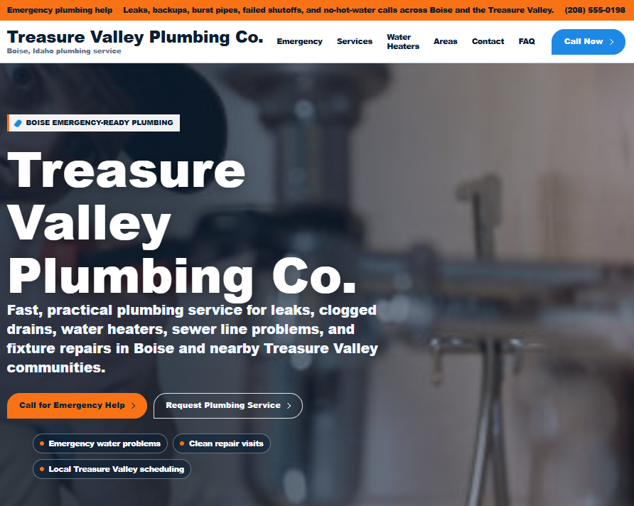 Treasure Valley Plumbing Co. website preview